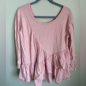 FP Beach Women’s Pink Ruffle Long-Sleeve Top size S